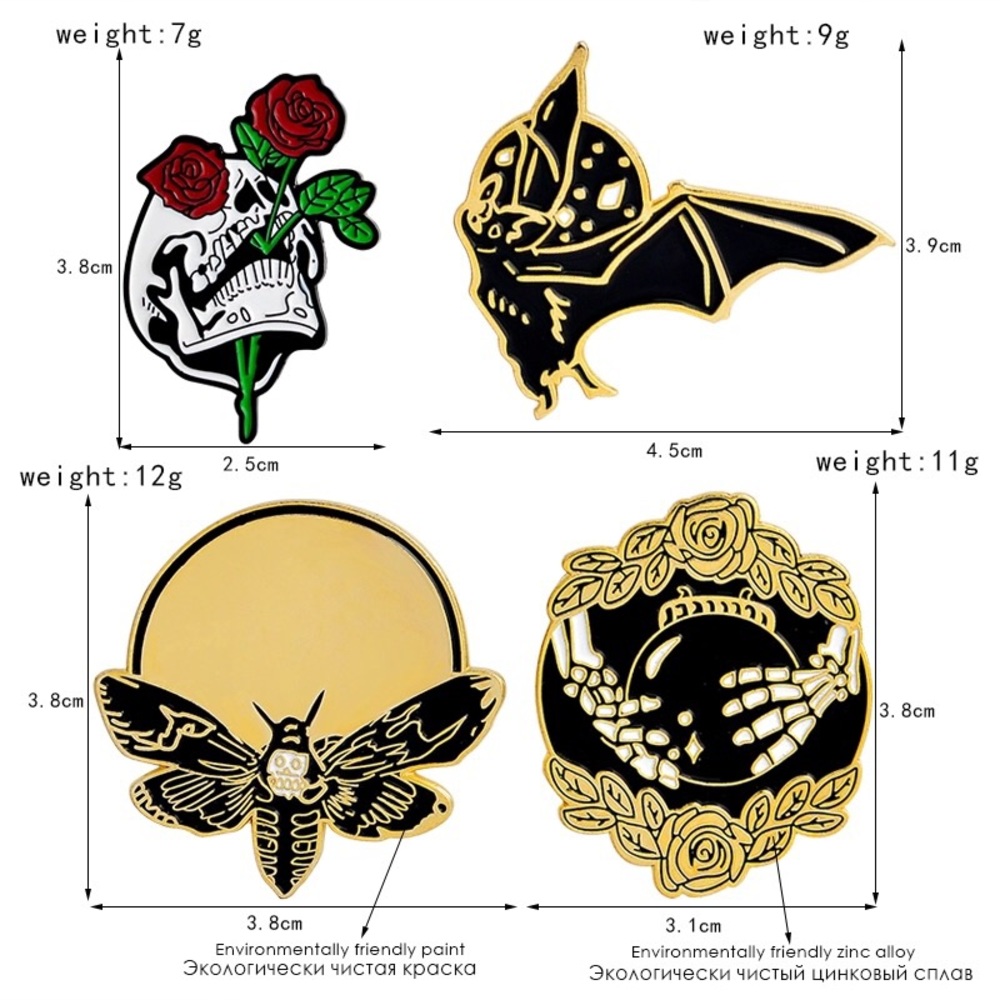 ‼️5 for $25 SALE‼️Skull & Roses Hard Enamel Pin - Picture 4 of 5